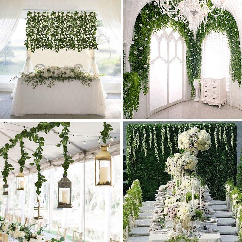 ZWYOQI 168 feet Artificial Vines Greenery Garland Fake Hanging Leaves Faux Foliage Plants for Wedding Party Garden Home Kitchen Office Wall Decorations (Watermelon/24 Strands) - Image 4
